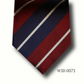 Silk Woven Necktie - Traditional Split Bar Stripe (Navy/Wine)